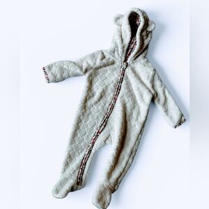 White Plush Lamb Hooded Baby One-Piece